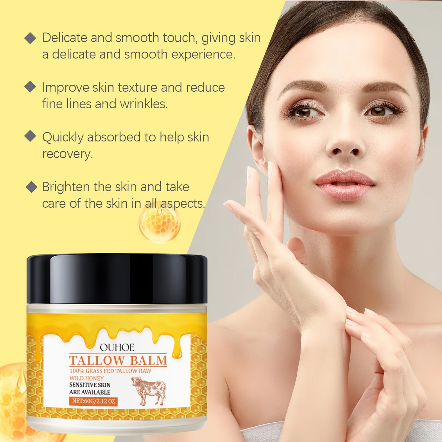 Natural Tallow Balm for Face and Body - Deep Moisturizing Skin Care