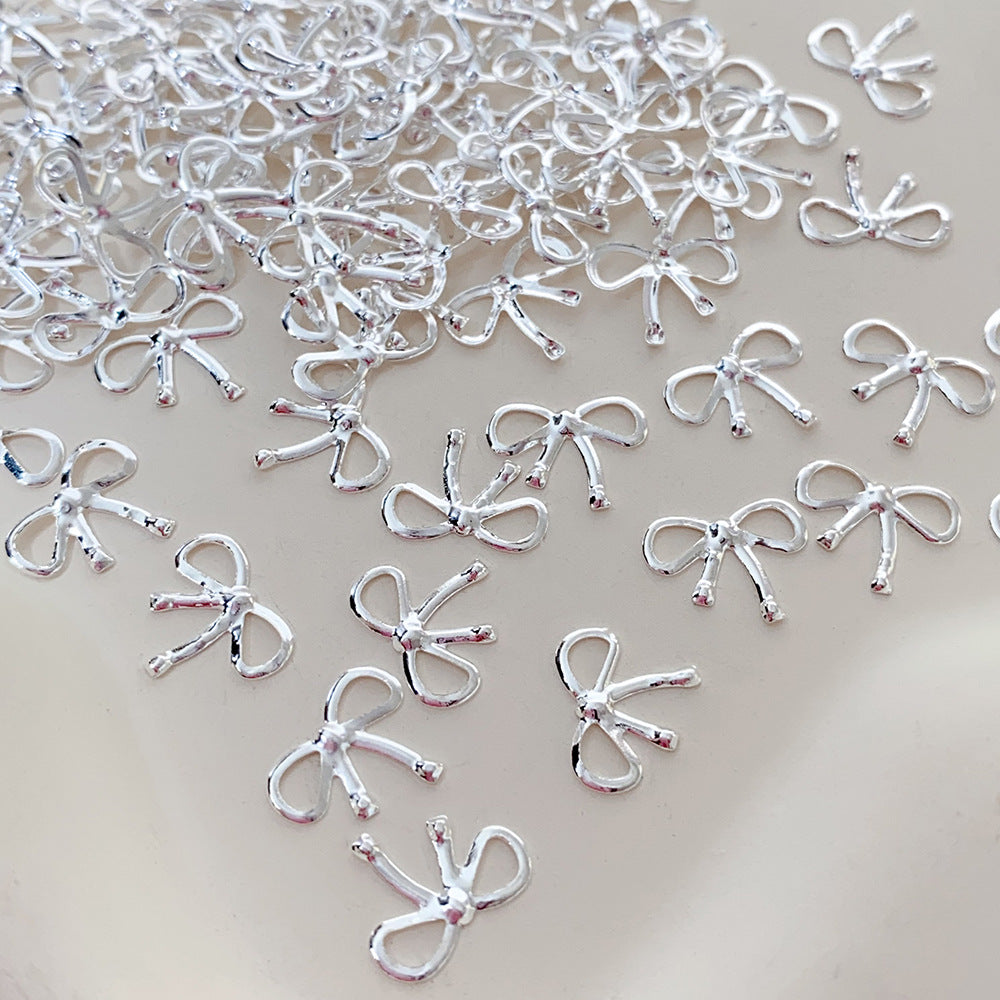 Luxury Alloy Bow Nail Art Decorations Set - Gold & Silver Nail Accessories