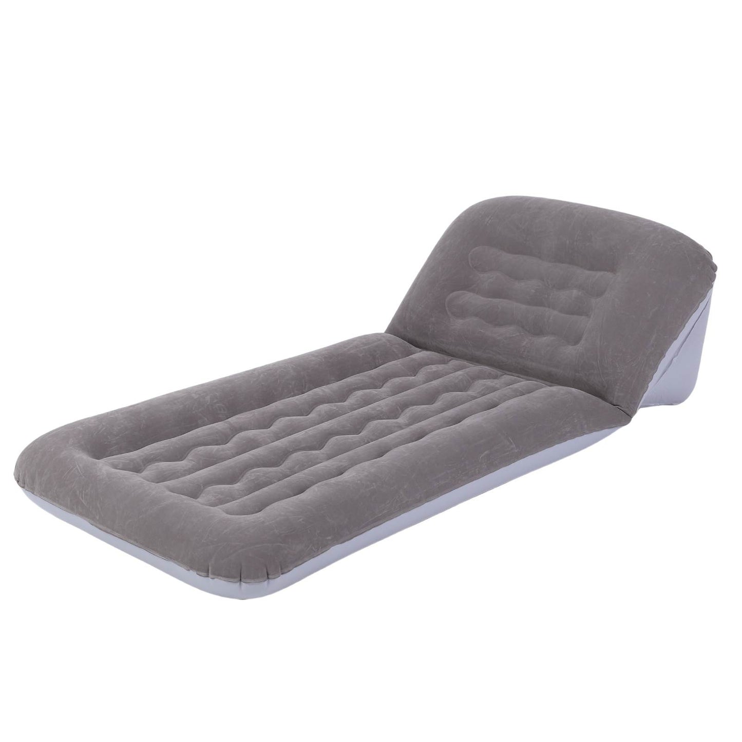 Inflatable Lounger With Adjustable Backrest Flocked PVC Portable Blow