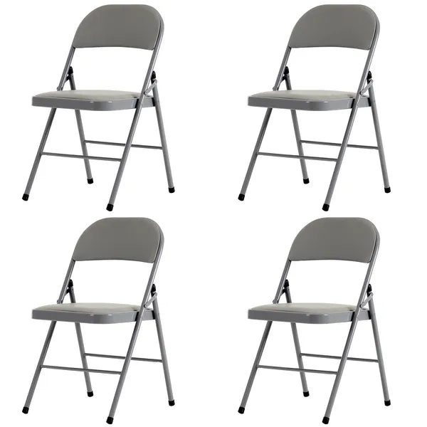 Foldable Steel and PVC Chairs - 4-Pack Gray