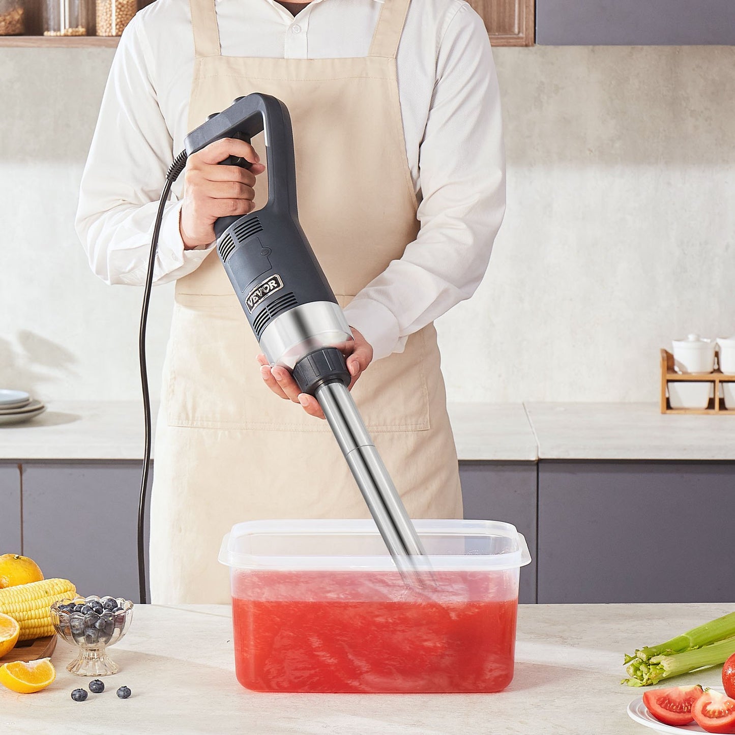 Commercial 500W Hand Blender for Soup and Sauces - Blue