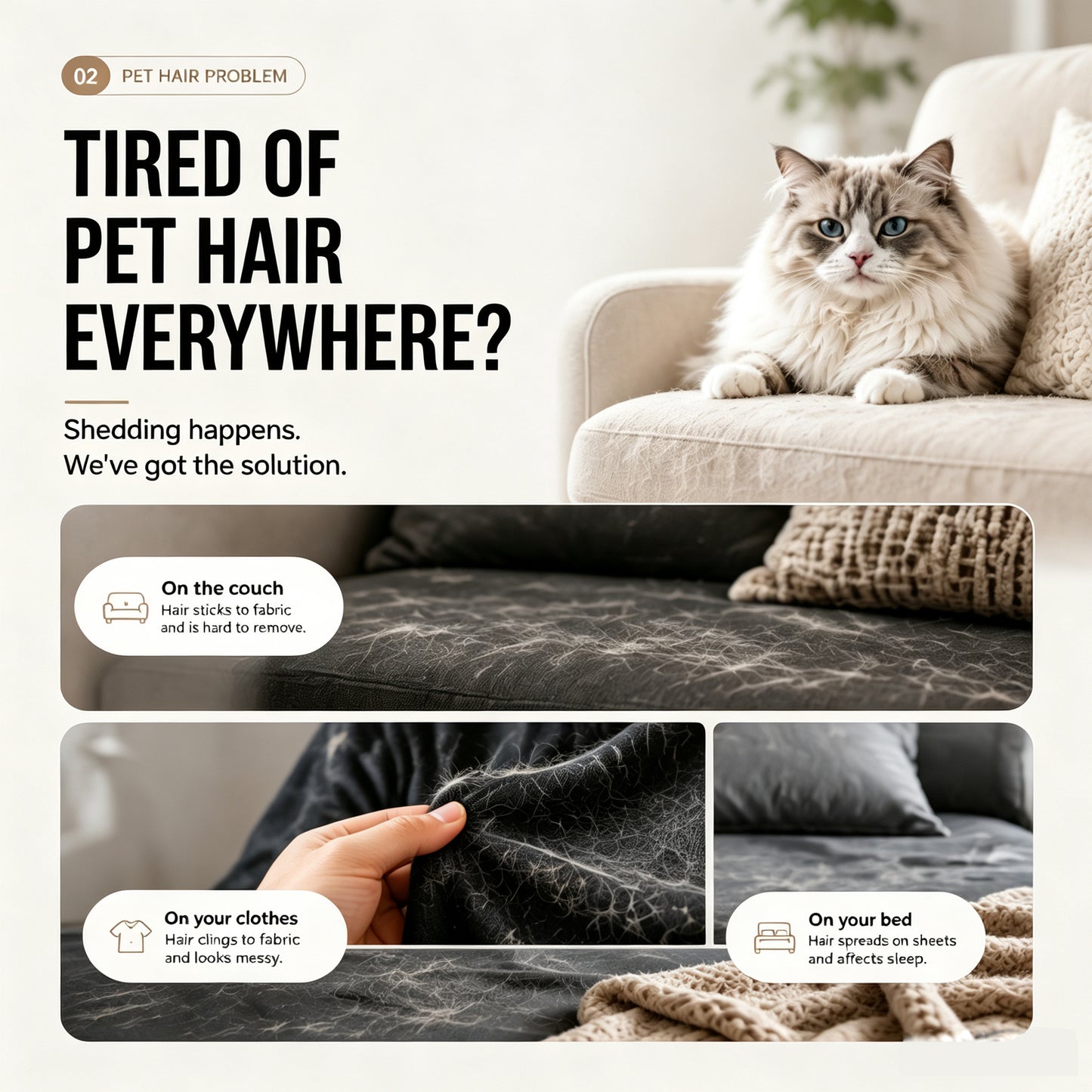 Pet Self-Cleaning Slicker Brush for Cats & Dogs - Gentle Deshedding Tool White