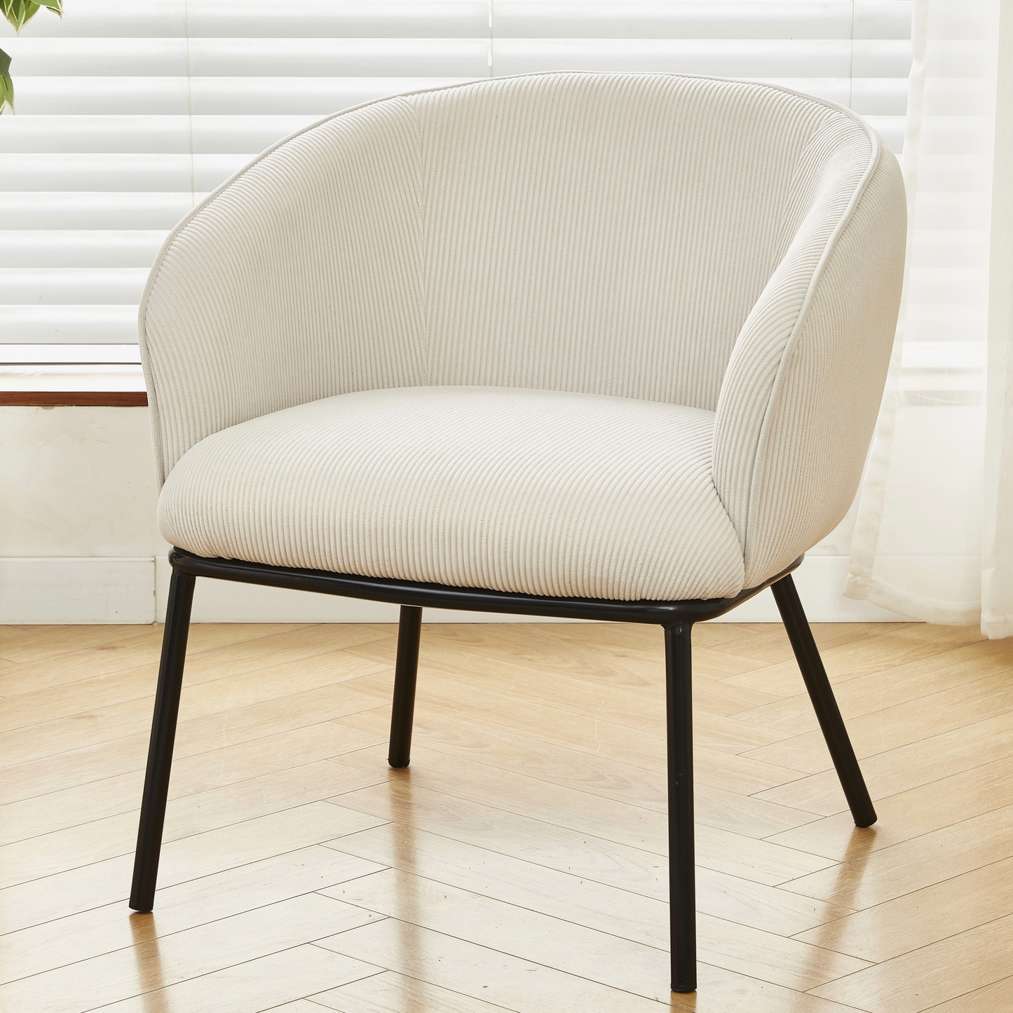 Modern Corduroy Accent Chair, Upholstered Armchair With Metal Legs,