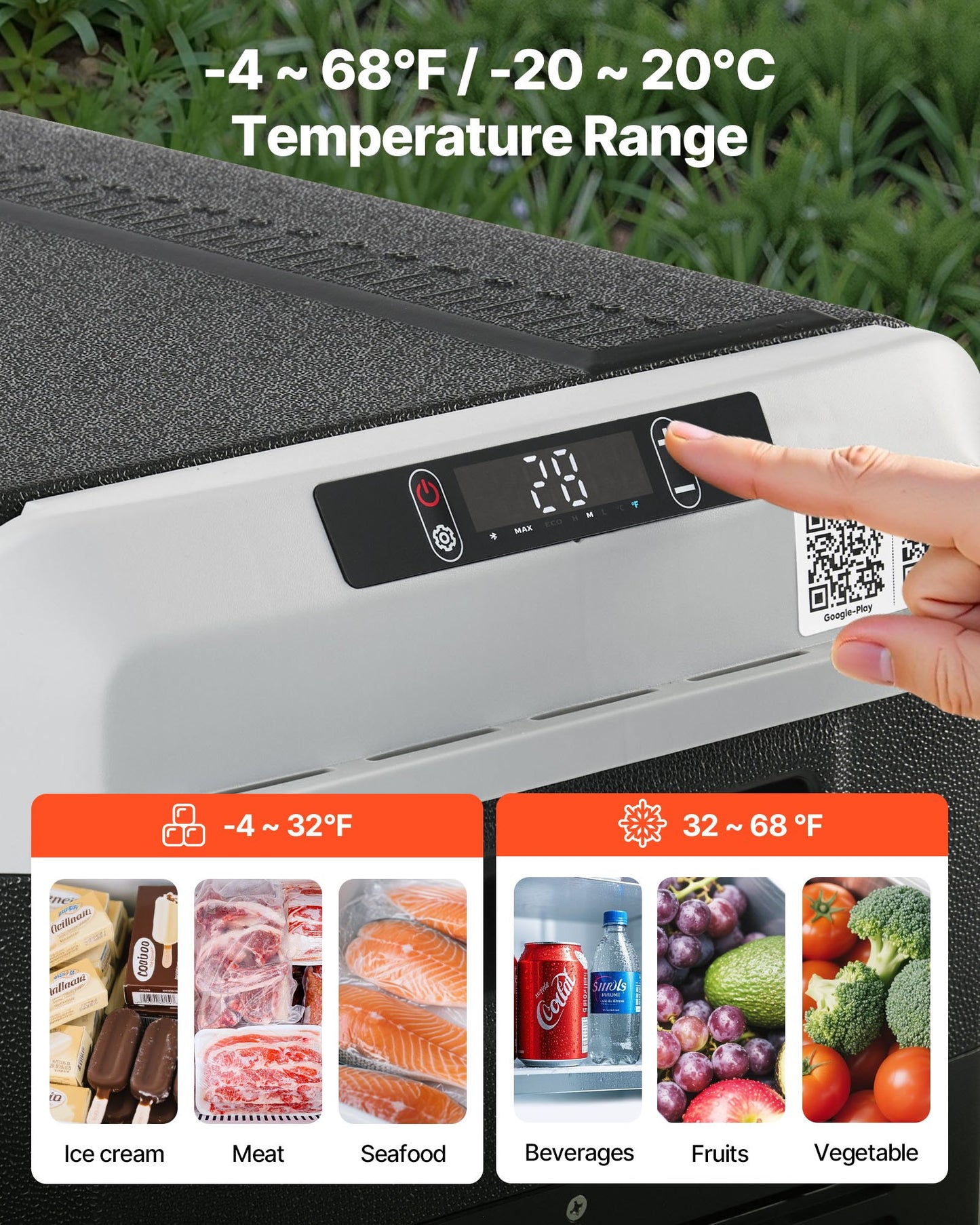 12V Portable Car Refrigerator Freezer 31.7QT Cooler for Camping and Travel
