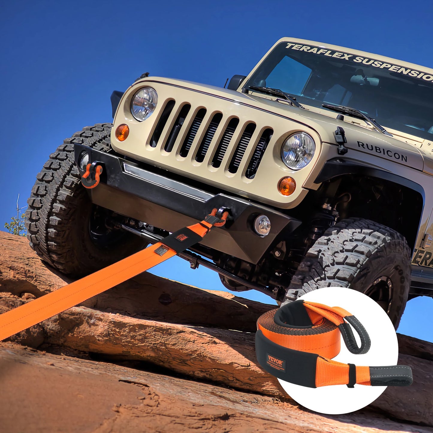 Heavy Duty Tow Strap 4" x 30' 46,500 lbs Capacity Off-Road Recovery Strap