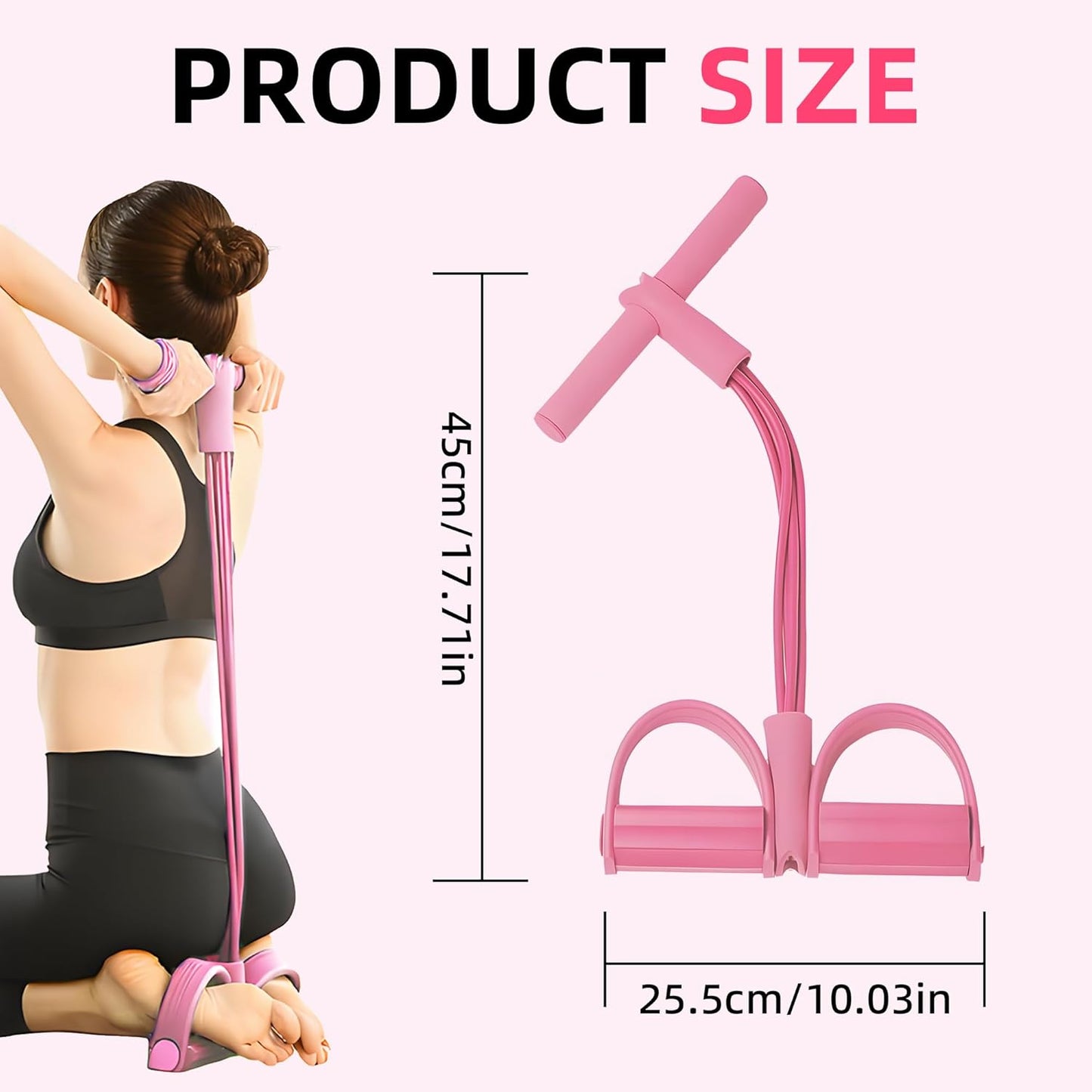 Multifunction Resistance Band - 4-Tube Elastic Pull Rope for Yoga & Strength Training - Pink