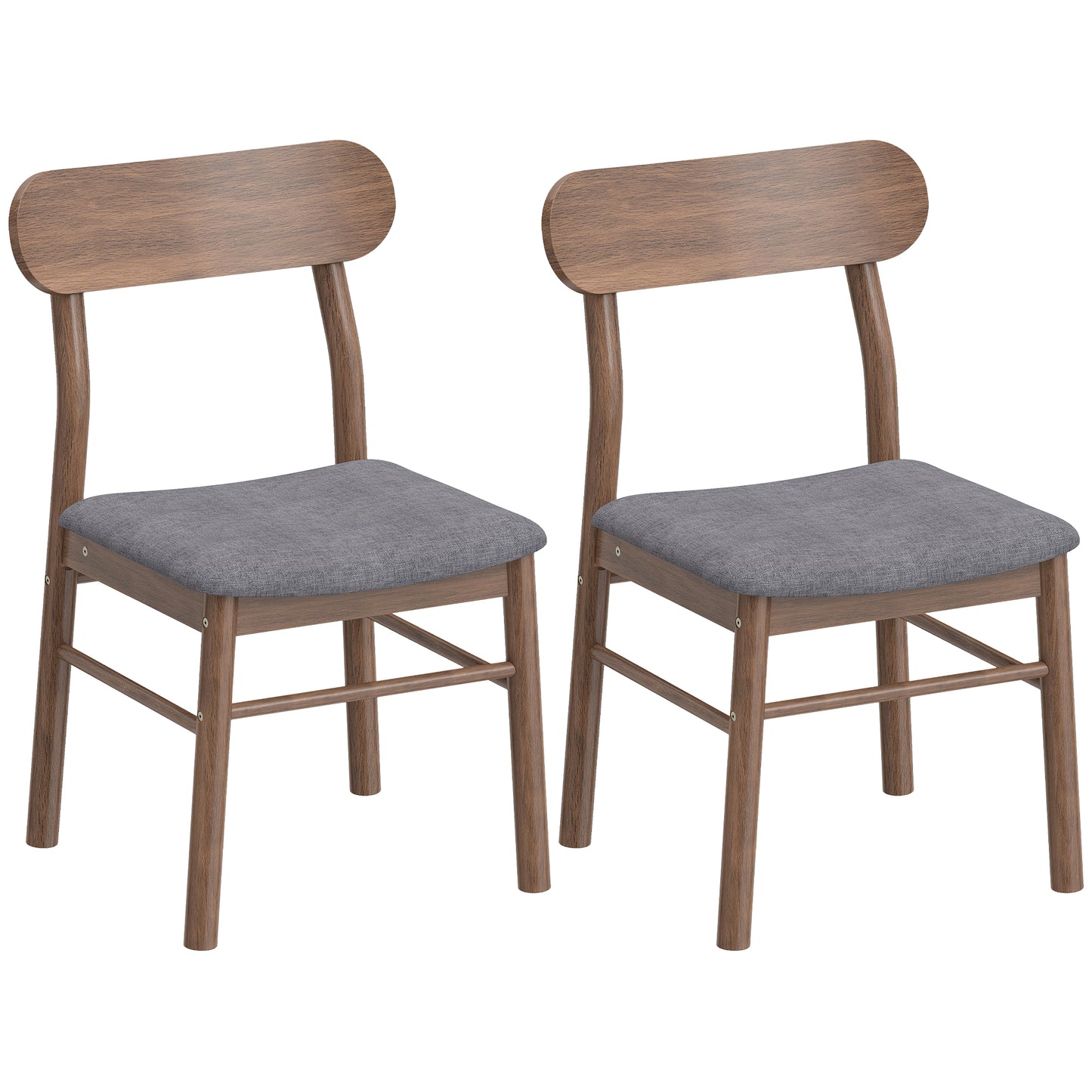 Set of 2 Dining Chairs, Upholstered Room Chairs with Rubberwood Legs