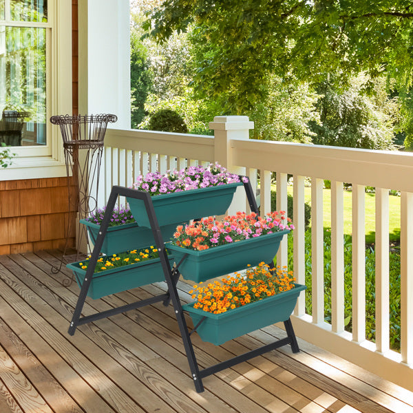 Green Tiered Garden Planting Pots Set - 5 Floors Outdoor Indoor Planters