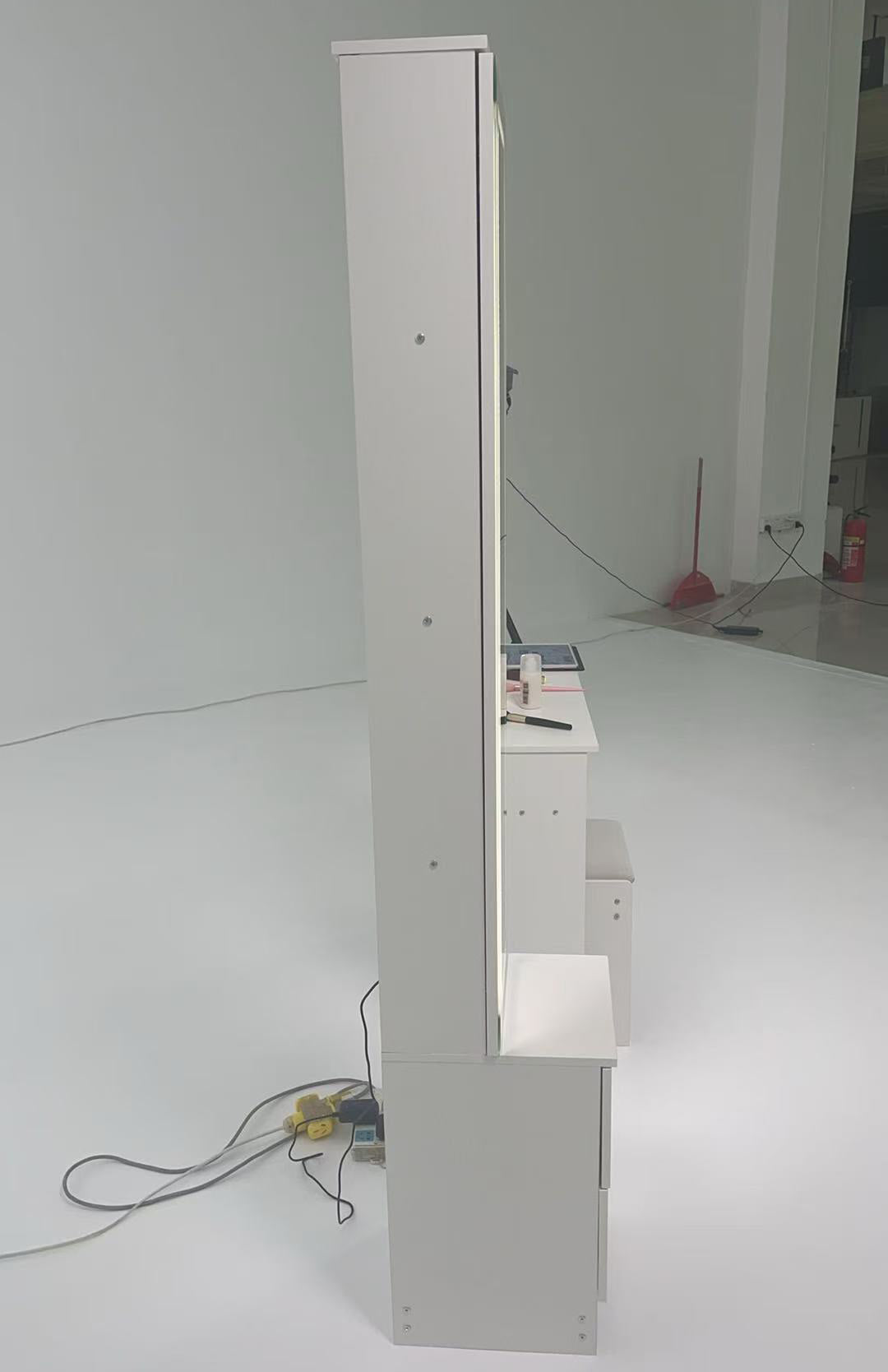 Adjustable LED Dressing Mirror Cabinet - White, Multi-layer Storage