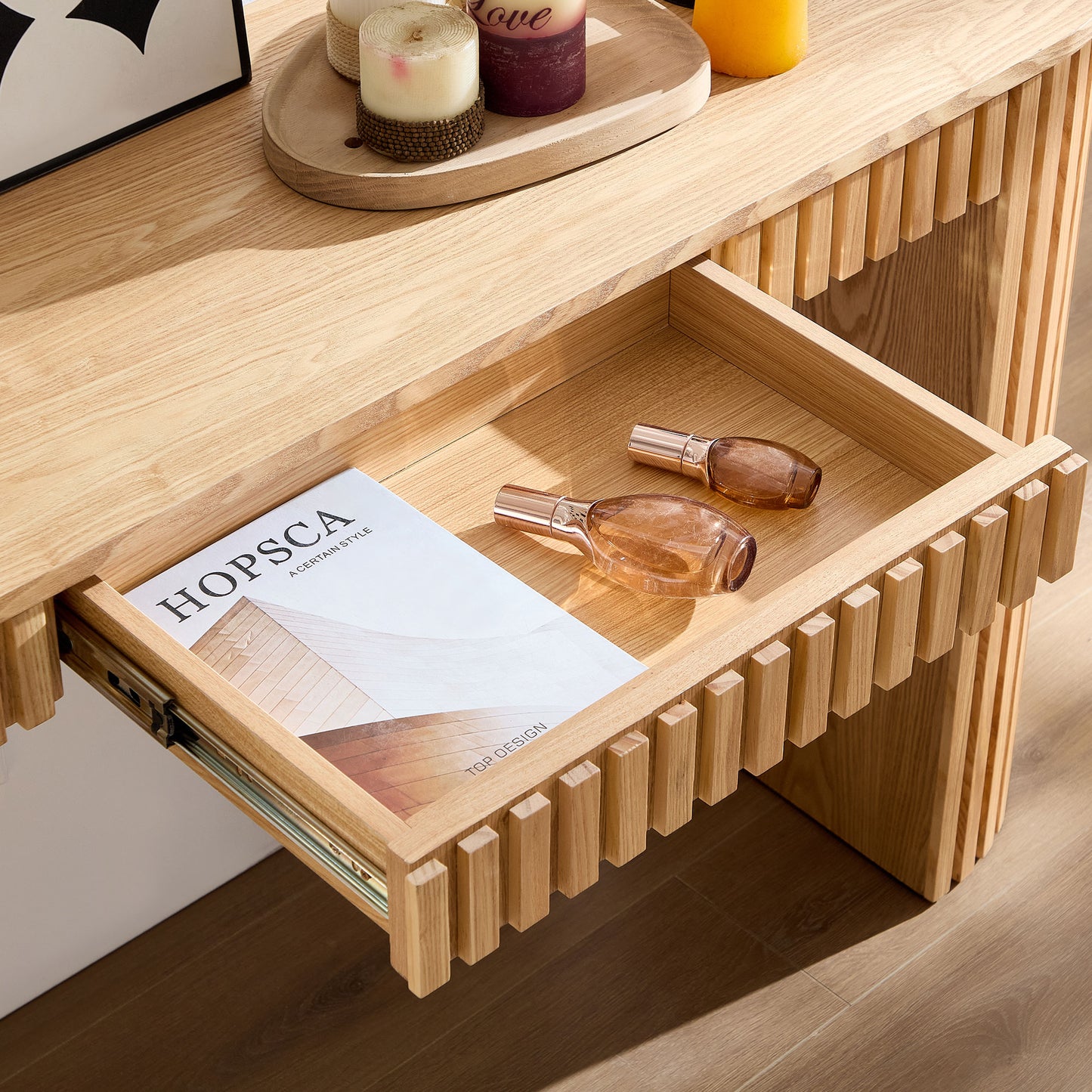 Modern Console Table with Drawer for Entryway - Natural