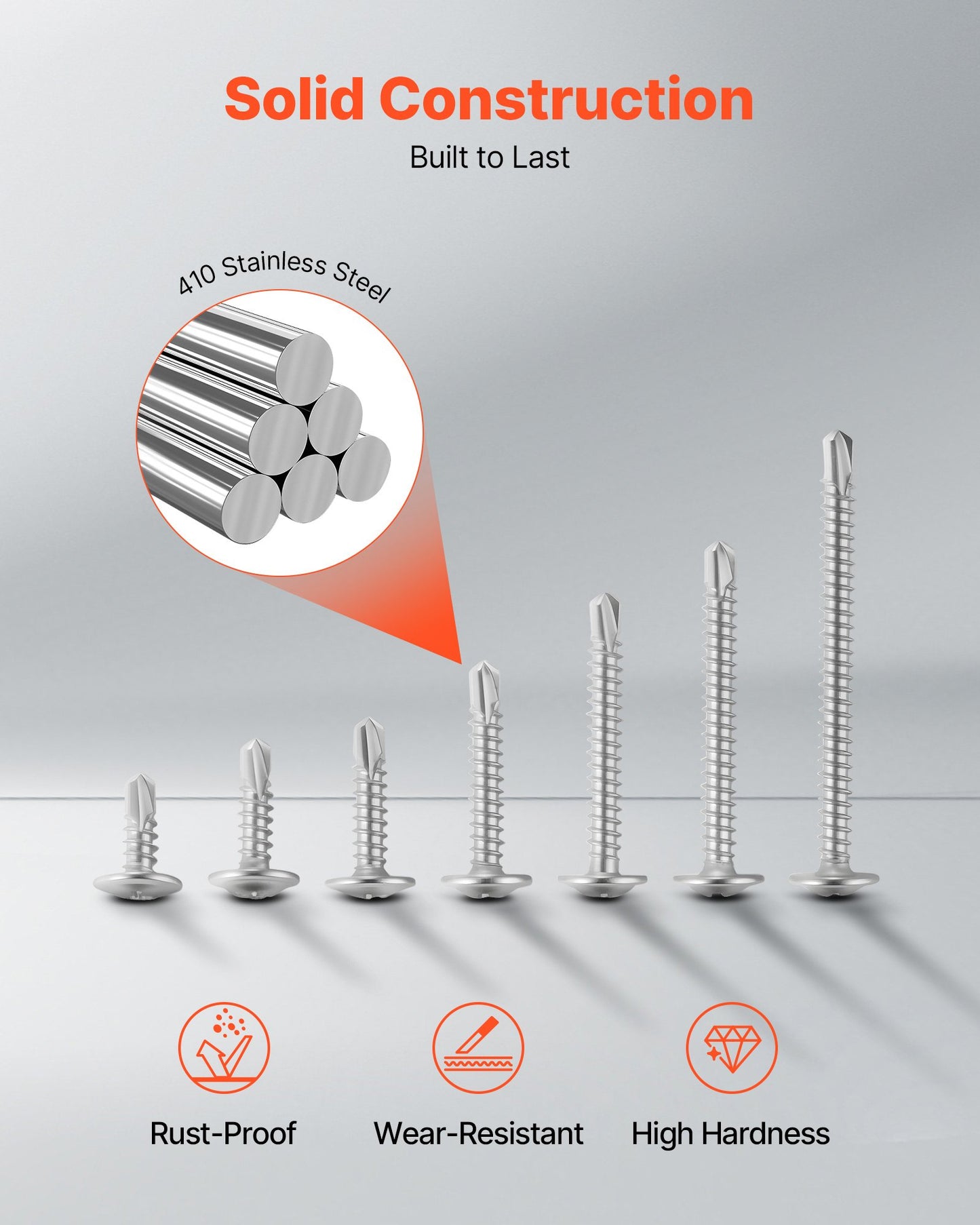 Self-Drilling Screws - 3/4 Inch Stainless Steel Phillips, 350pcs