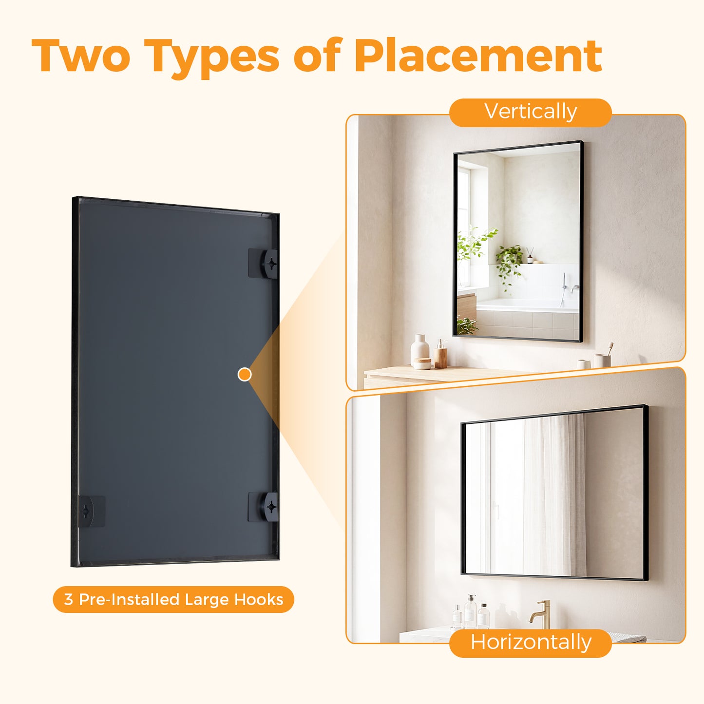 Bathroom Mirror, With Brushed Aluminum Frame, Rectangular Design,