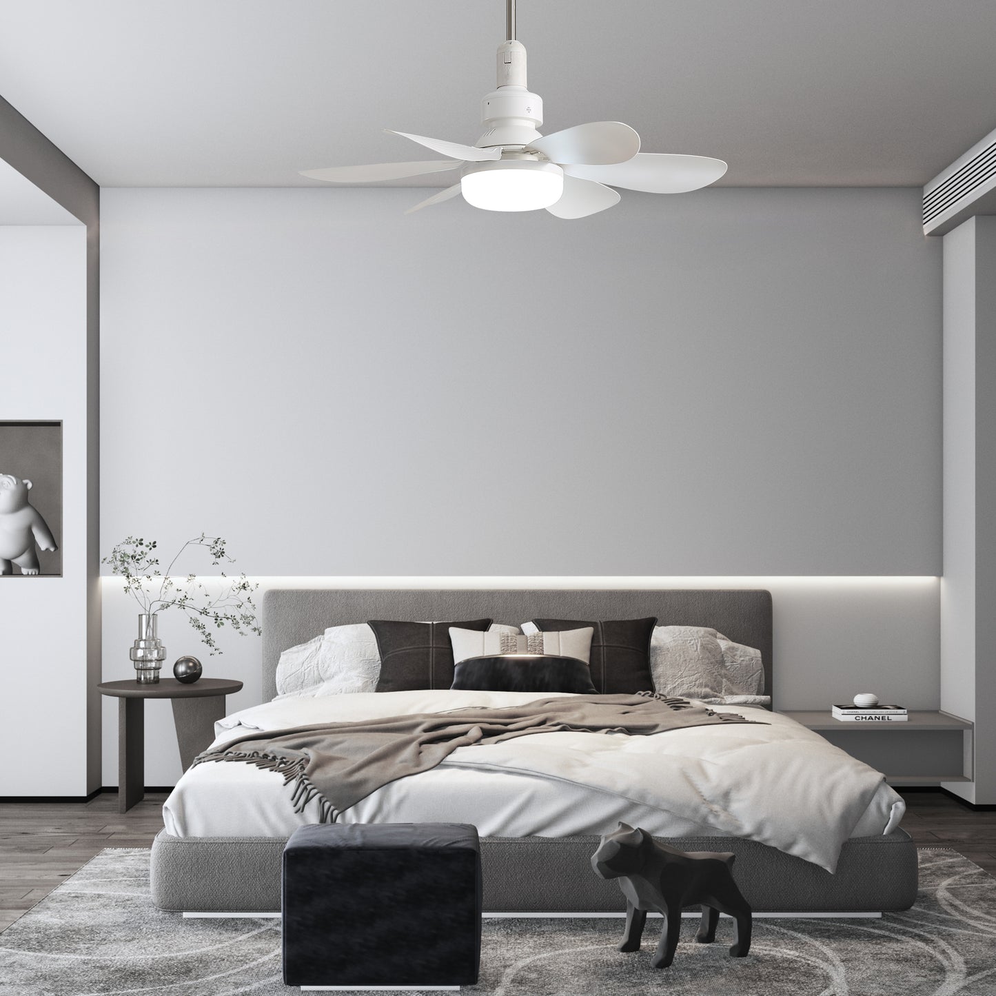 20-Inch Ceiling Fan with Light & Remote, Dimmable LED, Silent DC Motor