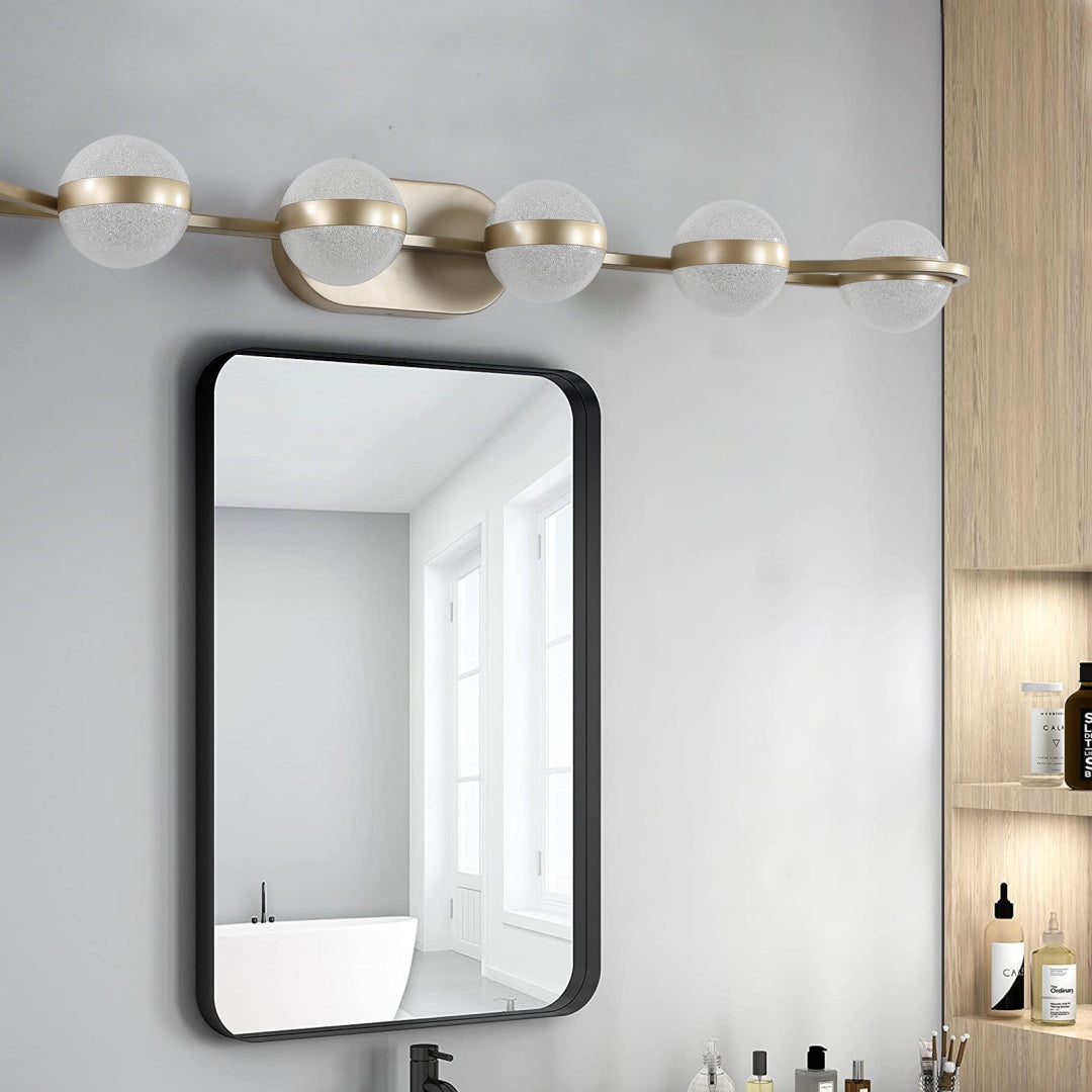 43-Inch Gold LED Bathroom Vanity Light Fixture - 6 Lights