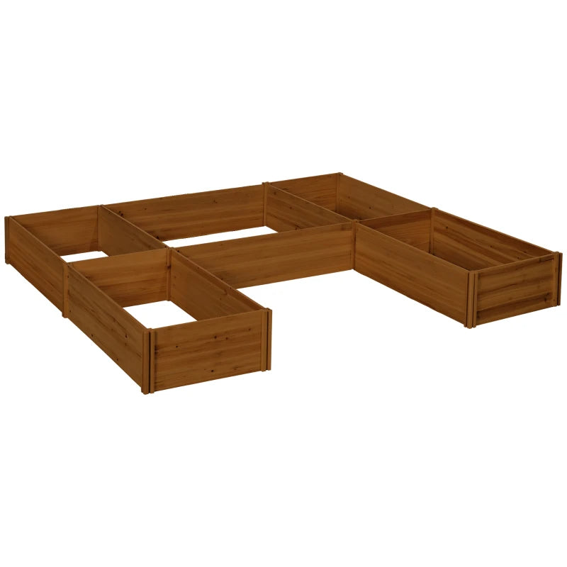 Large Wooden Raised Garden Bed Set of 5 - Outdoor Planters for Vegetables Flowers Herbs, 7.5x7.5x1 ft