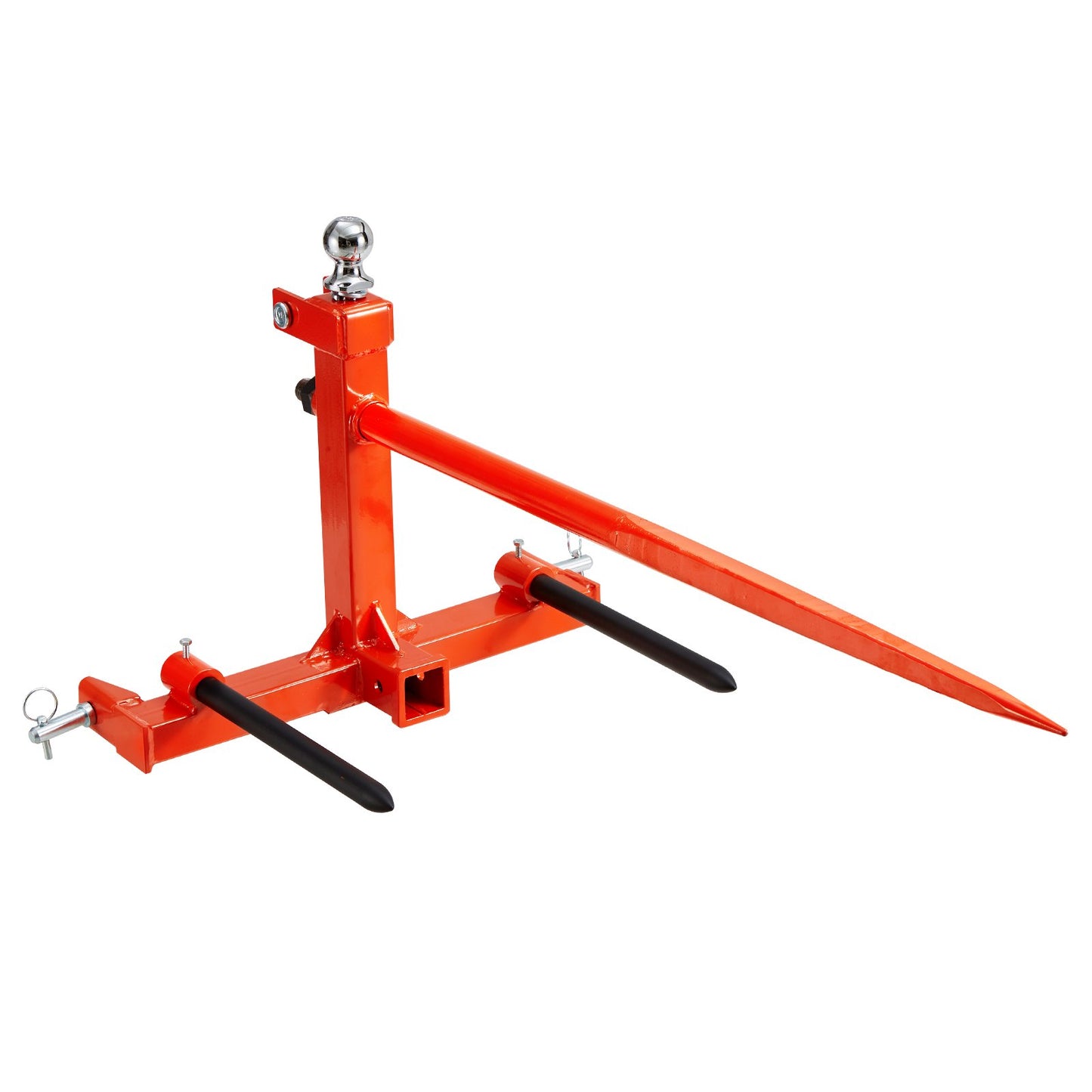 49-Inch Hay Spear Bale Fork with 1600 lbs Load Capacity for 3-Point Hitch Tractors - Red