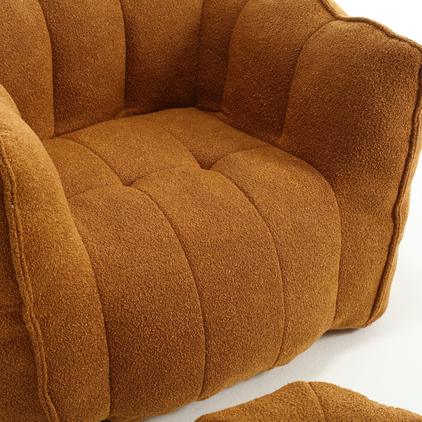 Soft Chenille Bean Bag Chair with Foam Filler - Khaki & Yellow
