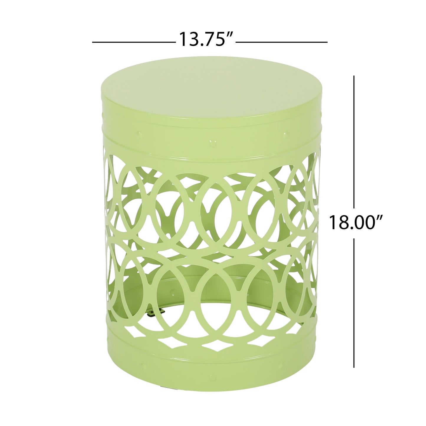 Large Green Outdoor Metal End Table - Durable Iron Design