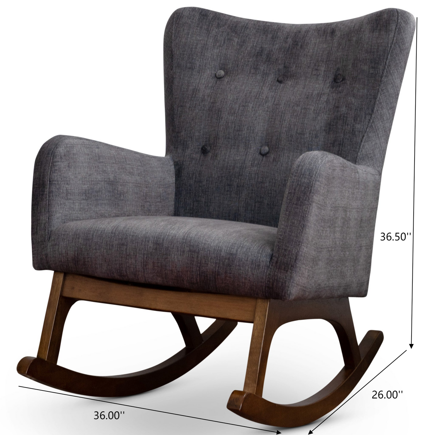 Alistair Solid Wood Rocking Chair With Stain Resistant Fabric In