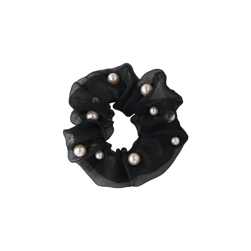 Elegant Organza Pearl Hair Ring Large Intestine Style Retro Hair Accessory