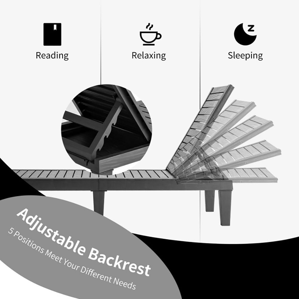 Outdoor Chaise Lounge Chair With 5 Positions Adjustable Backrest For