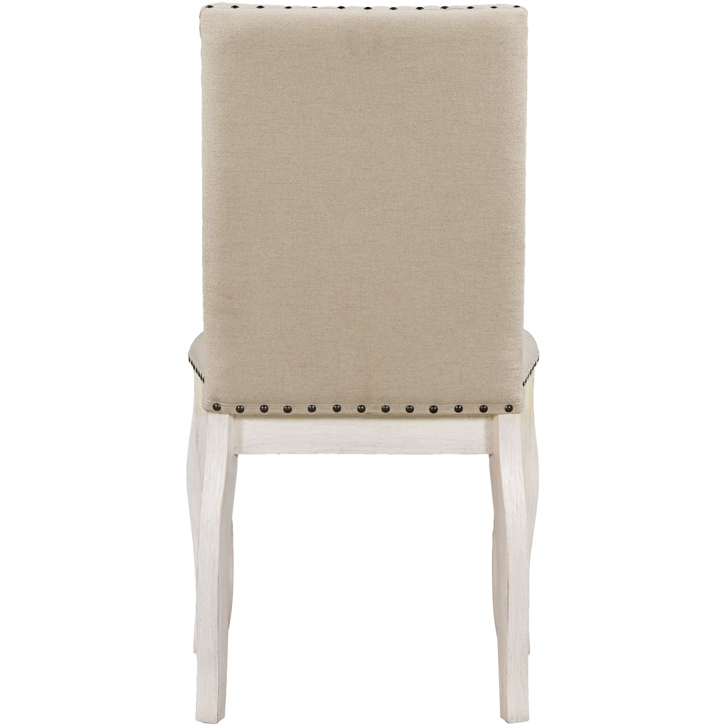 Set of 2 Upholstered Dining Chairs with Nailhead - Antique White
