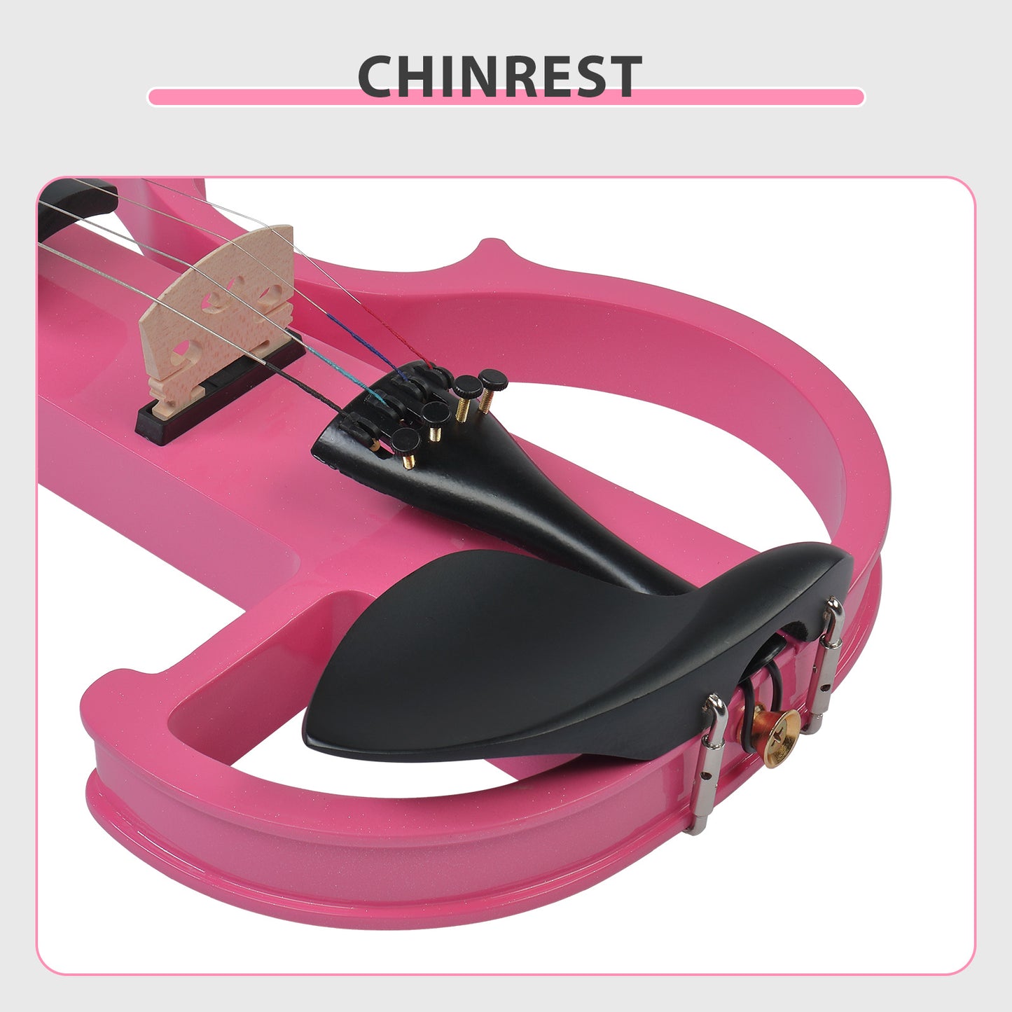 Electric Silent Violin with Case - 4/4 Size, Pink