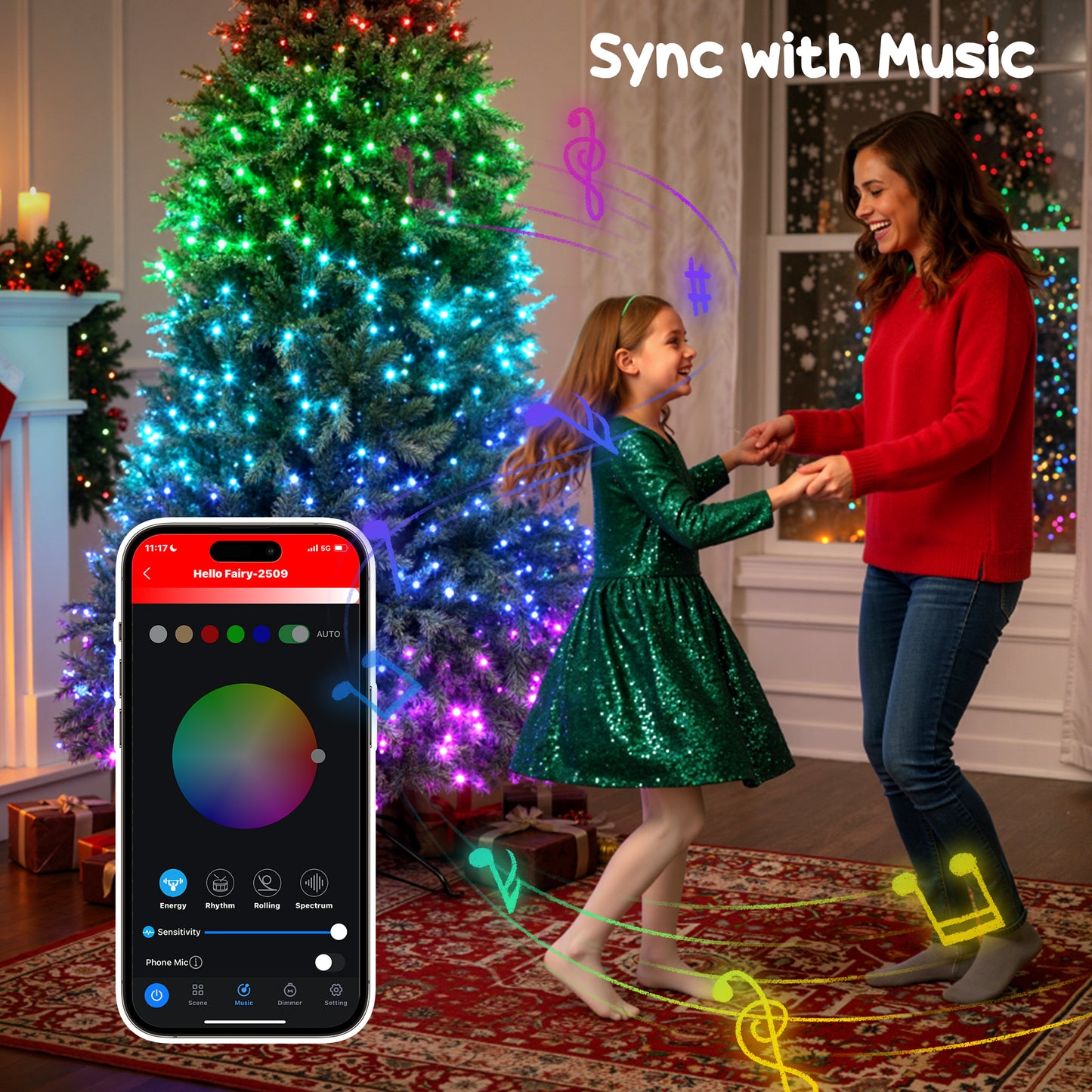 6ft Prelit Christmas Tree with Smart App Control & Full Spectrum LEDs