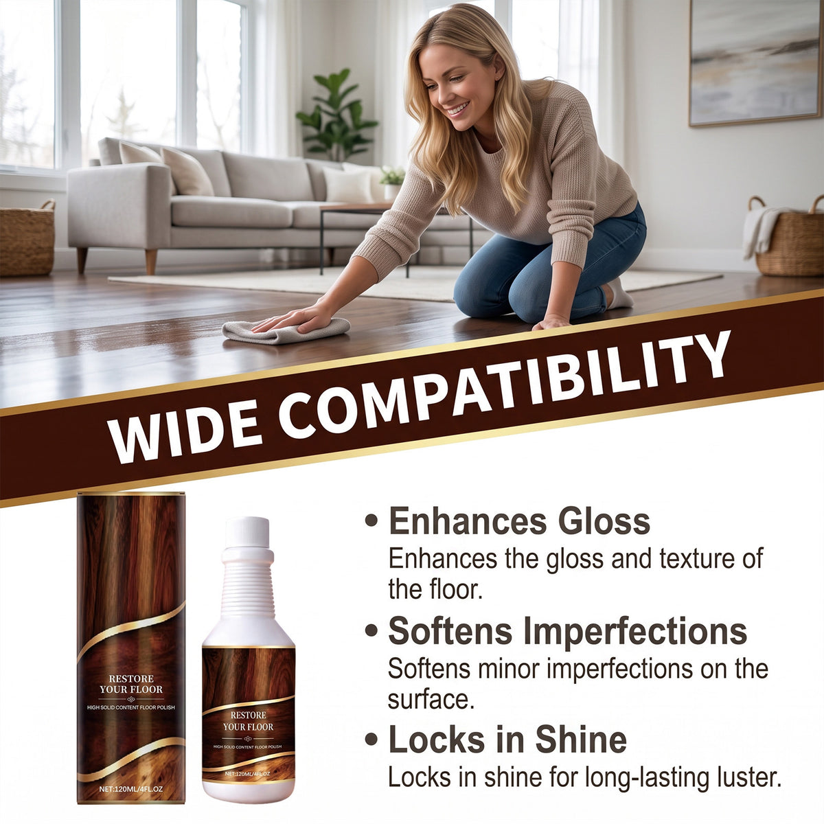 Floor Care Agent - 120ml Multi-Purpose Floor Cleaner & Polish