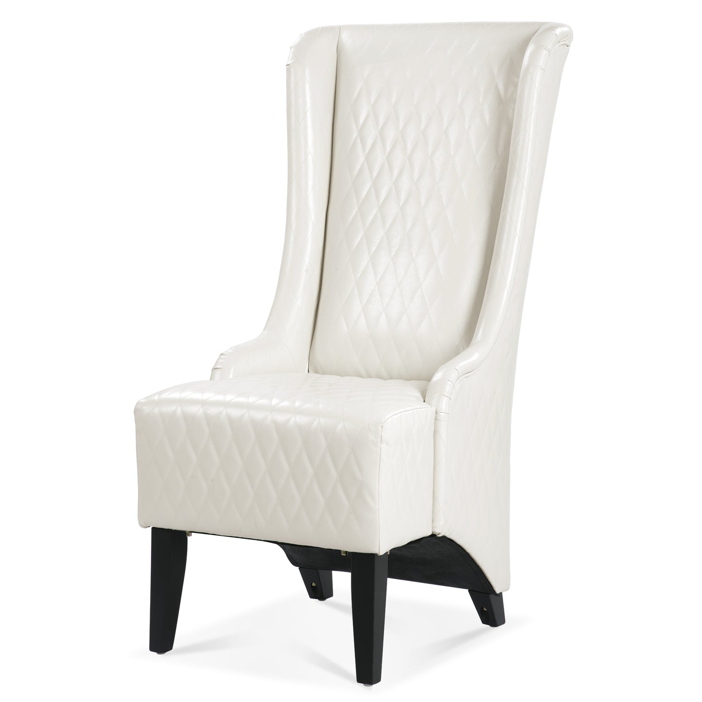 High-Back Faux Leather Accent Chair - White Wingback Design
