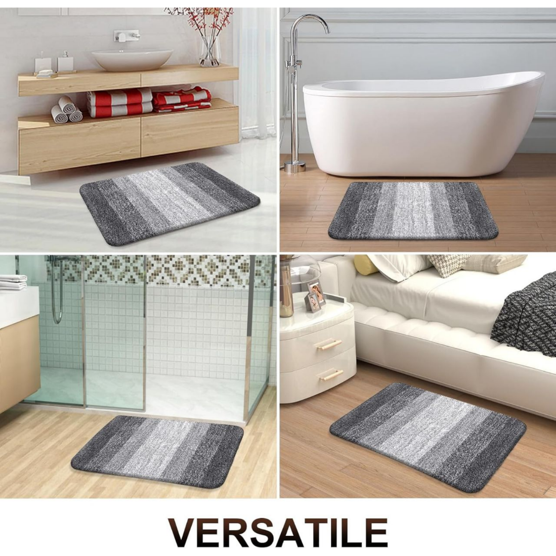 Extra Soft Microfiber Bath Mat with Rubber Backing - Gray