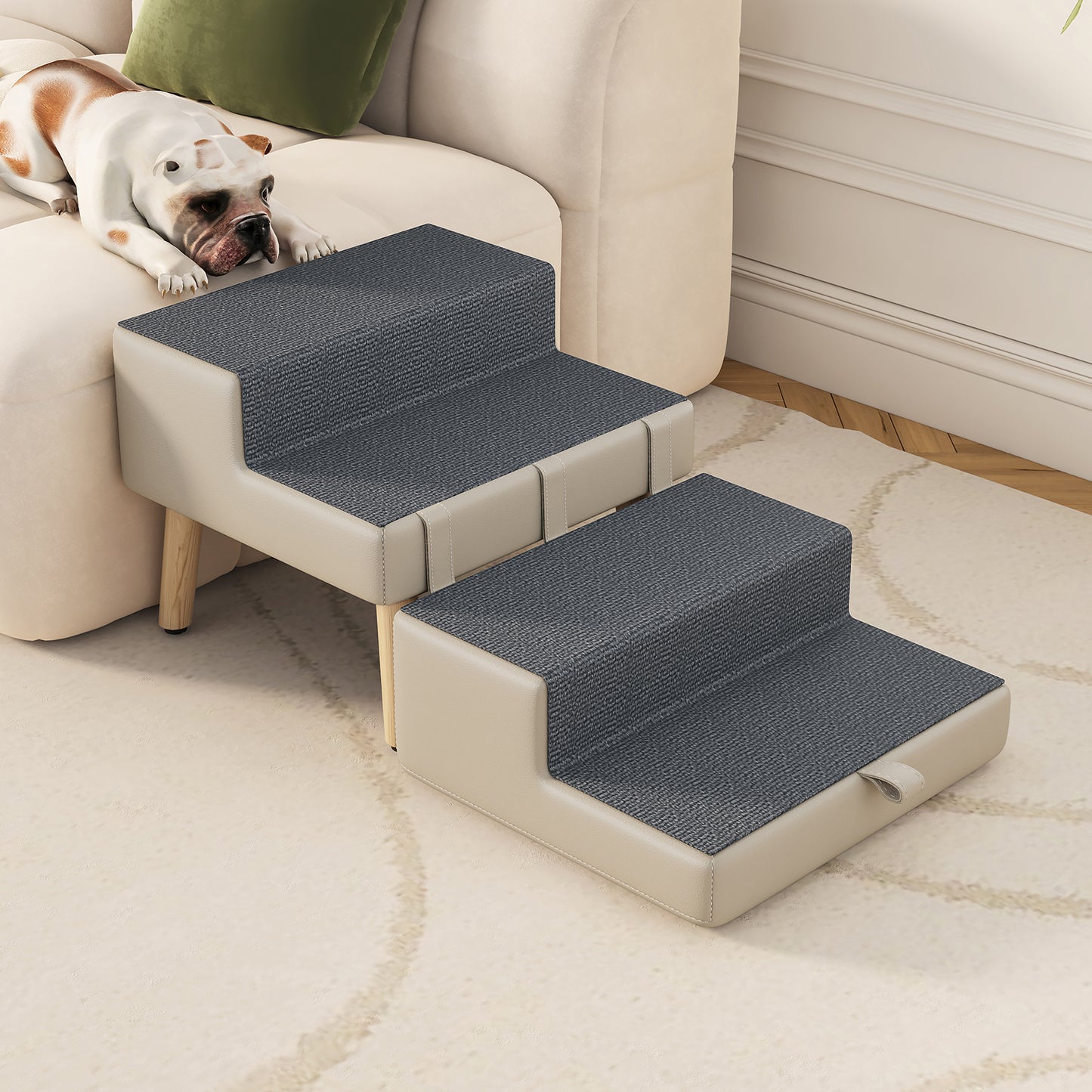Foldable 4-Step Dog & Pet Stairs Ramp for Sofa Bed - Support Up To 220lbs