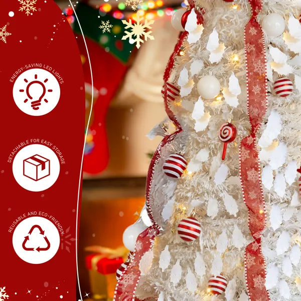 6FT Pre-Lit Christmas Tree with 100 Warm Lights & Ornaments