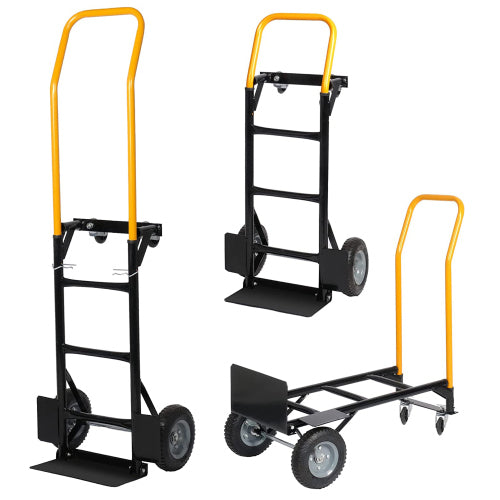 Heavy Duty Dual Purpose Hand Truck & Platform Cart - Black