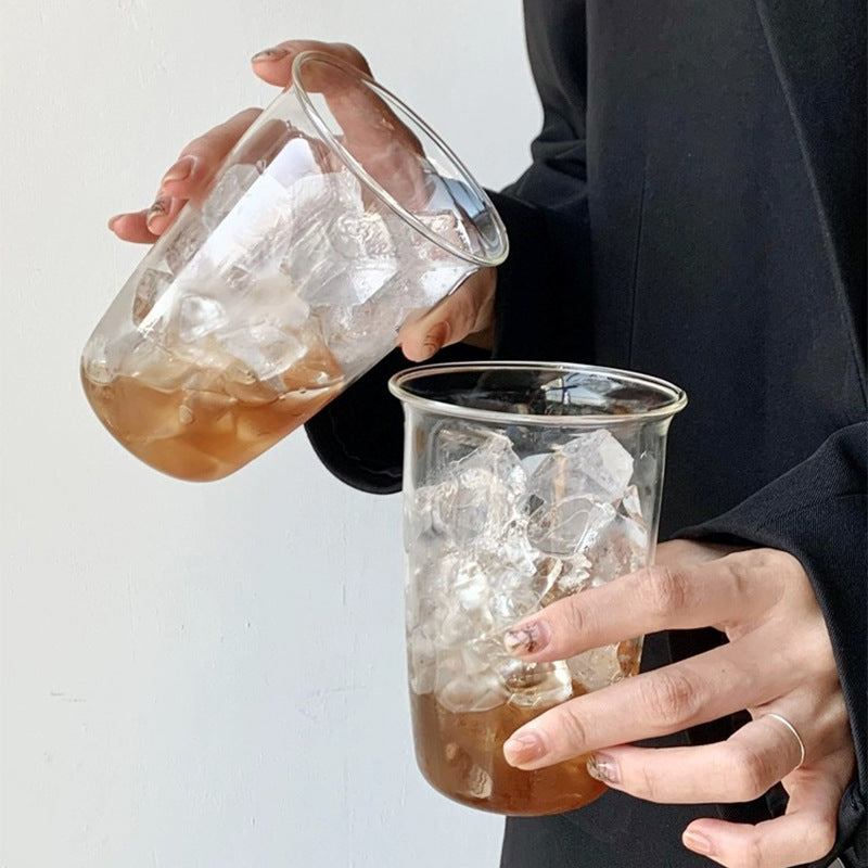 420ml Glass Coffee Cup with Straw - Latte Ice American Drinkware