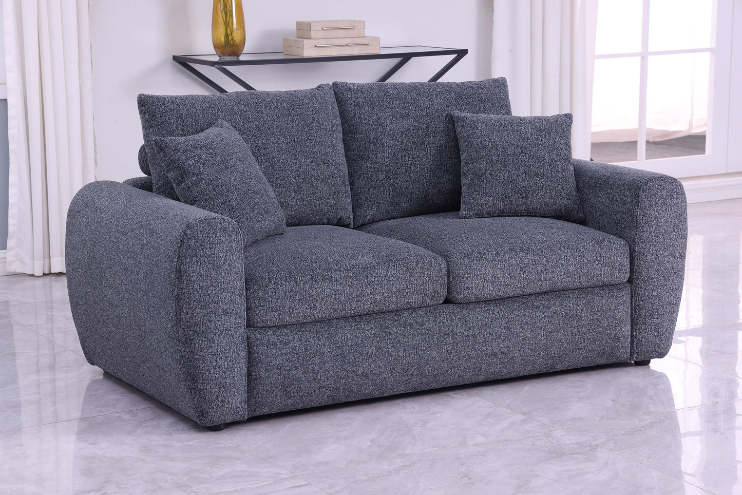 Modern Minimalist Gray Sofa - 2-Seater Medium-Soft Comfort