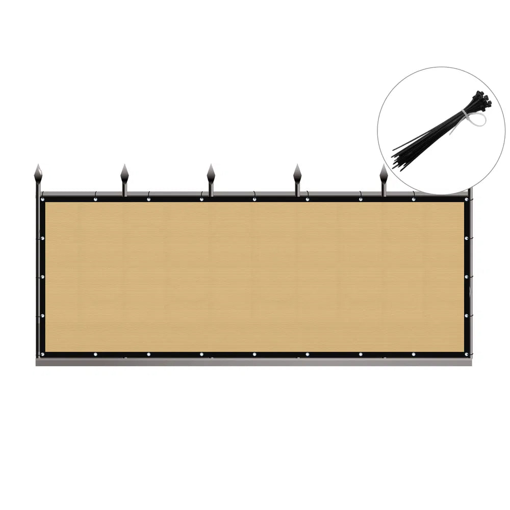 3ft x 12ft Beige Sunshade Fence - Outdoor Heat-Insulating Shade