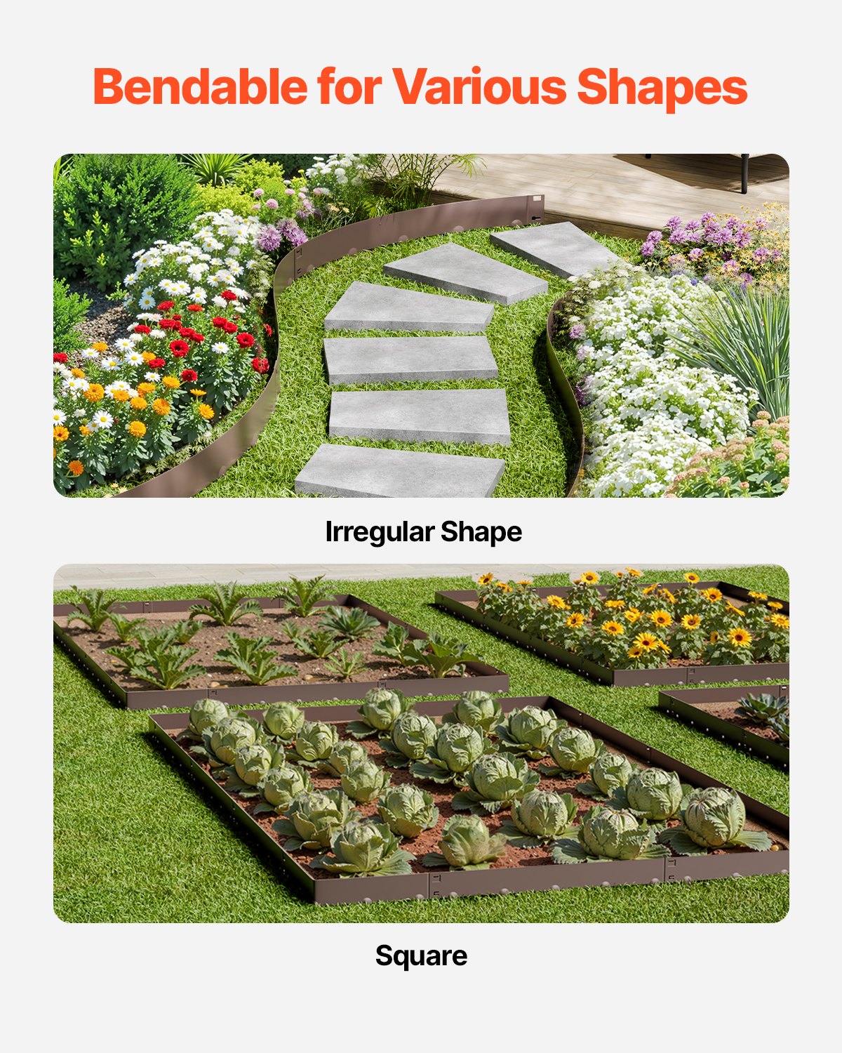 Rust-Resistant Steel Landscape Edging 5 Pack - 39 x 4 Inches, Brown Garden Border