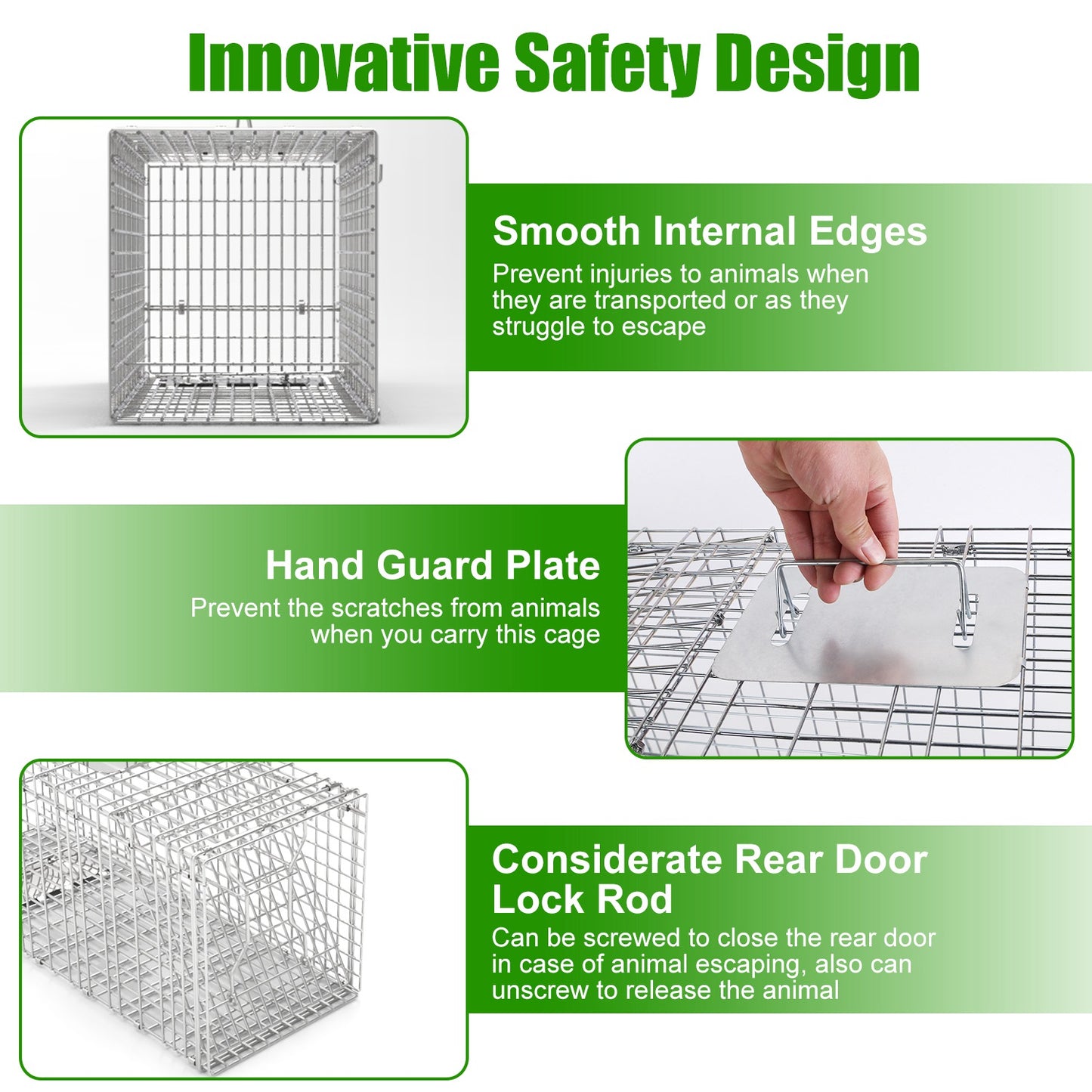 Humane Collapsible Cat Trap Cage with Waterproof Cover & Gloves
