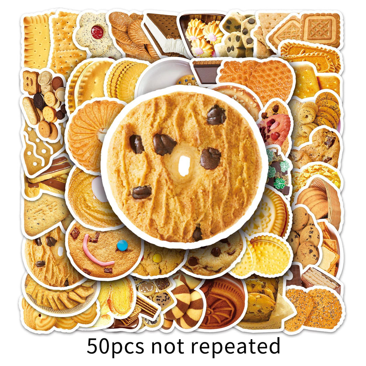 50 Creative Biscuit Pattern Notebook Stickers - Cute Food Series