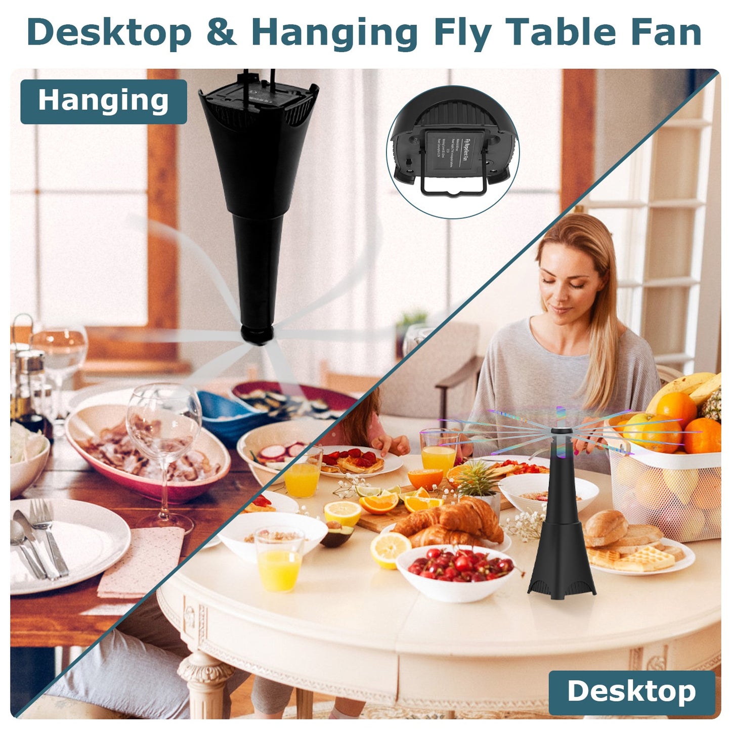 Portable Fly Repellent Fan - Rechargeable 2-Pack for Indoor/Outdoor Use
