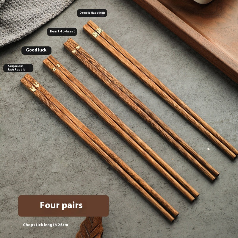 High-End Wooden Chopsticks Set - Anti-Slip & Anti-Mold Family Kitchenware