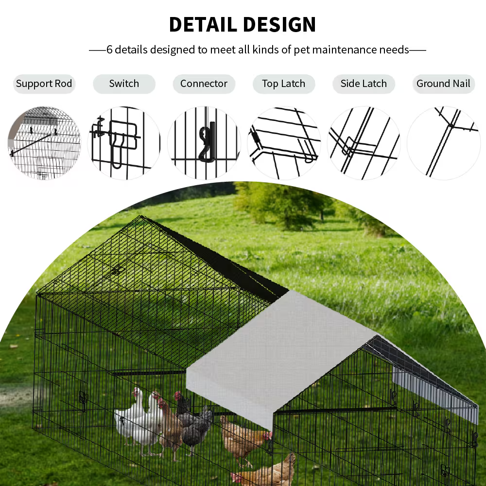 Outdoor Metal Chicken Coop for Poultry Farming - Pet House & Cage
