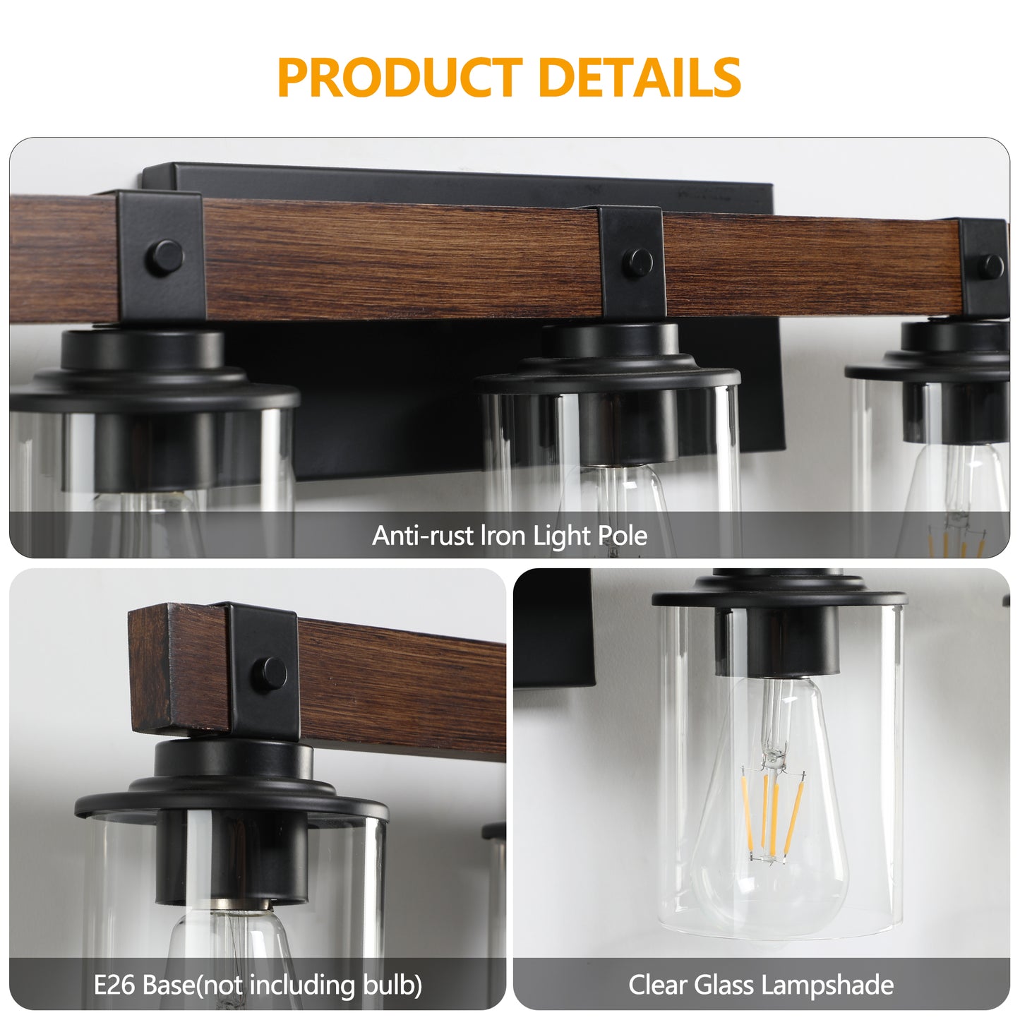 Rustic 5-Light Vanity Light Fixture - Industrial Bathroom Sconce