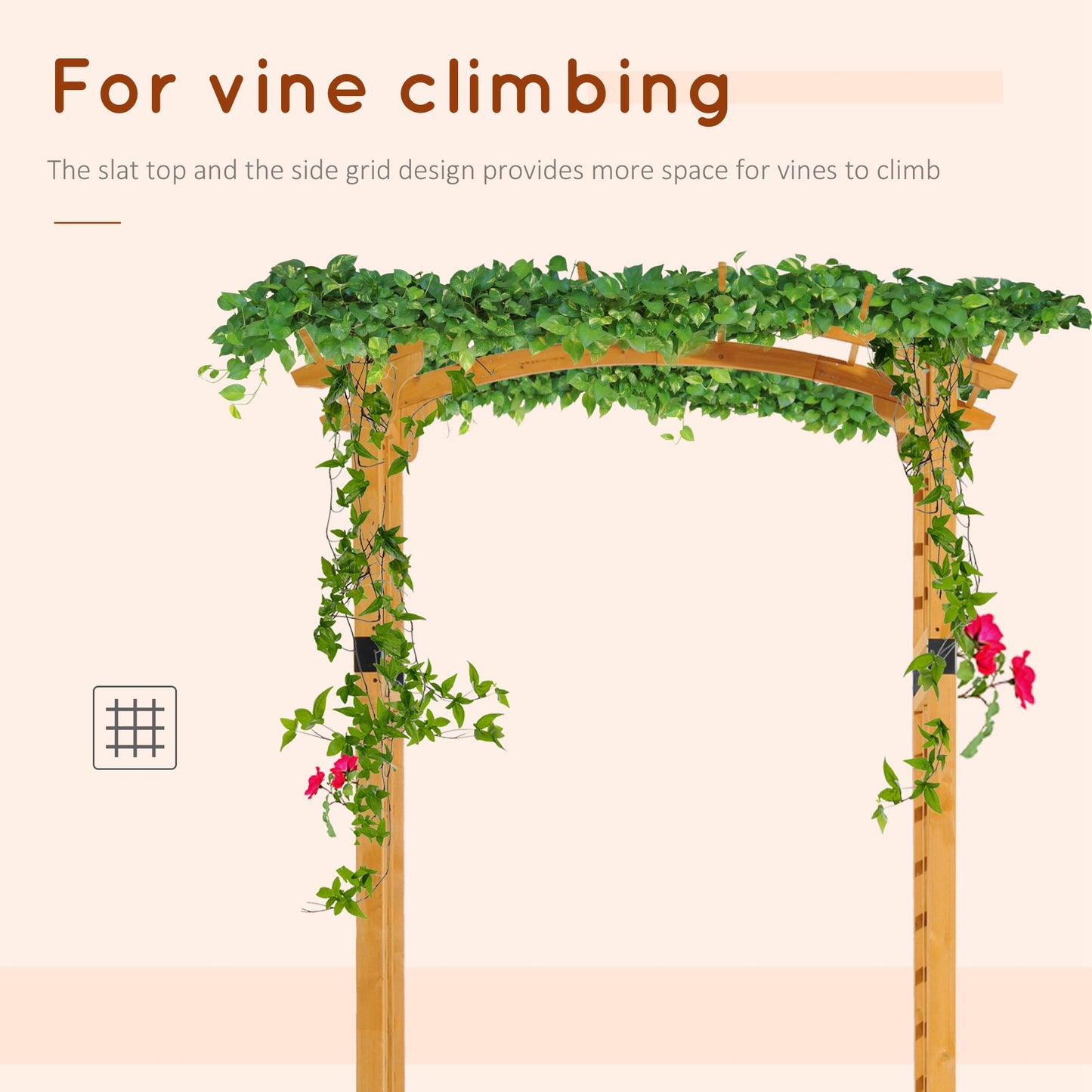 7.5 Ft Round Fir Wood Garden Arbor Archway for Climbing Plants