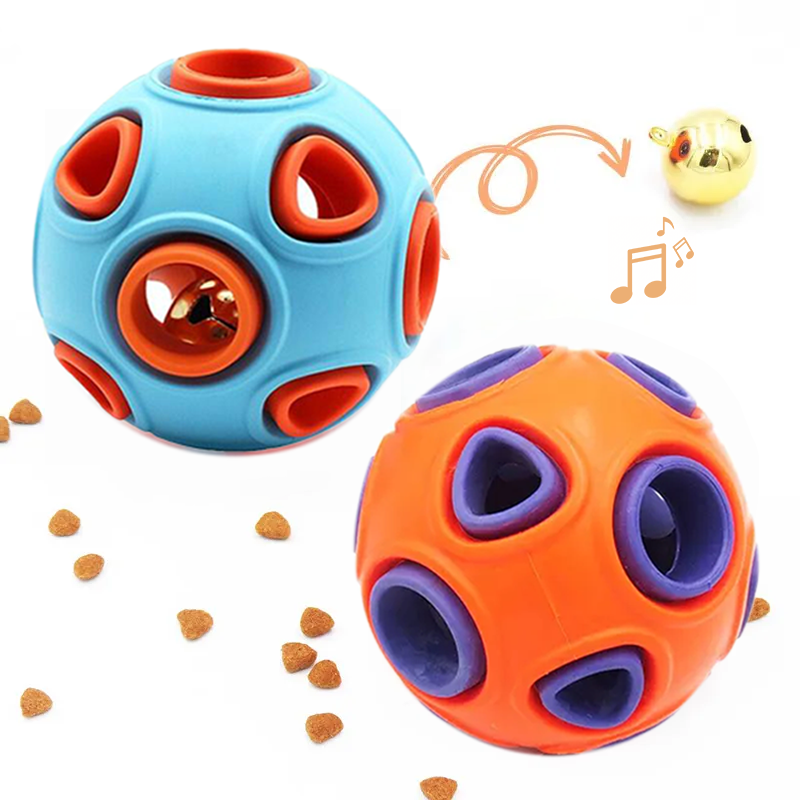 Dog Rubber Ball with Bell Sound 2-Pack - Interactive Pet Chew Toys for Small Dogs