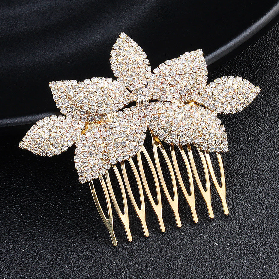 Elegant Bridal Rhinestone Hair Comb with Flower Design - Wedding Accessories
