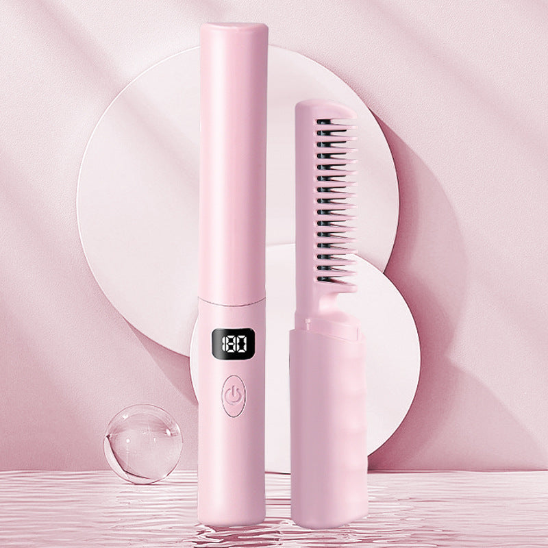 Portable LCD Straight Comb USB Rechargeable Hair Styling Tool - Wireless