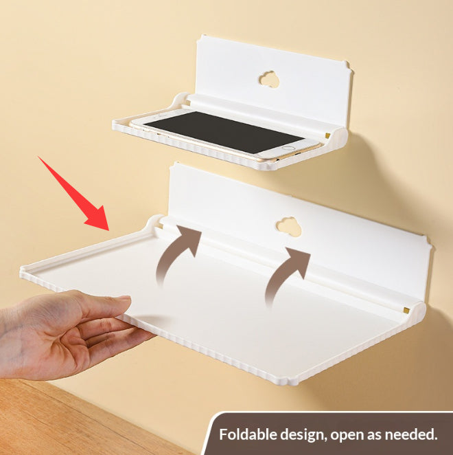 Foldable Wall-Mounted Bathroom Storage Rack - Multi-Purpose, No Drilling