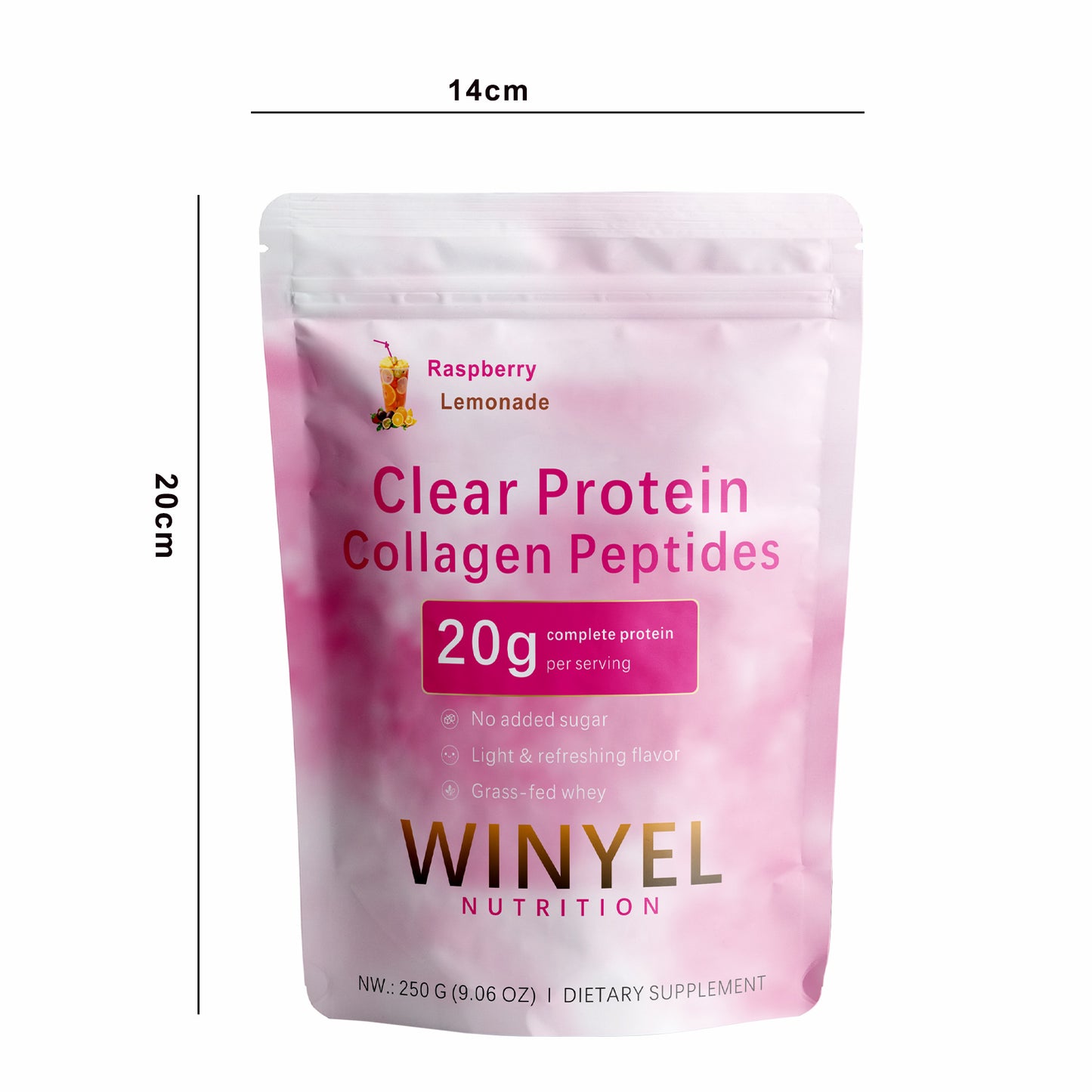 Clear Protein Collagen Peptides Powder - Raspberry Lemonade, Grass-Fed Whey